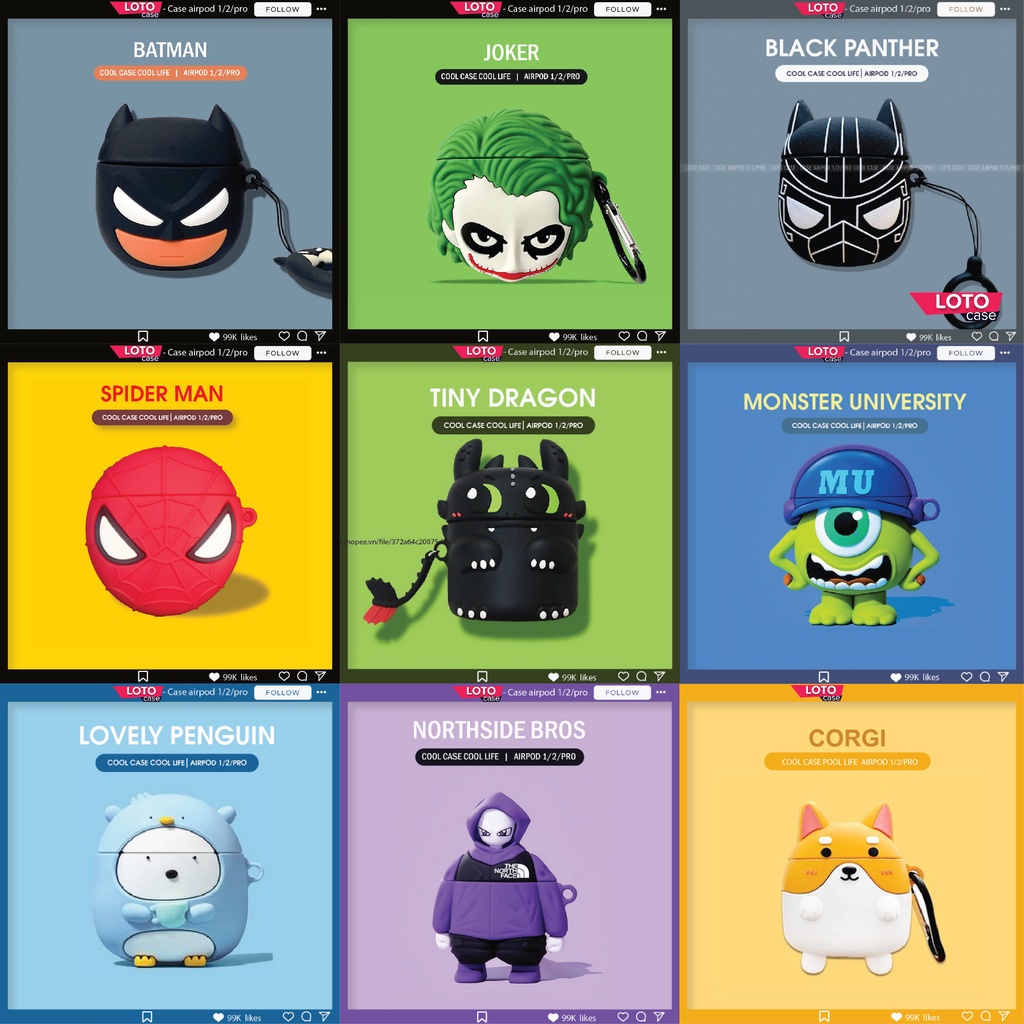 Vỏ Case Airpod case Airpod pro tai nghe bluetooth tai nghe không dây thời trang cao cấp cute dễ thươ