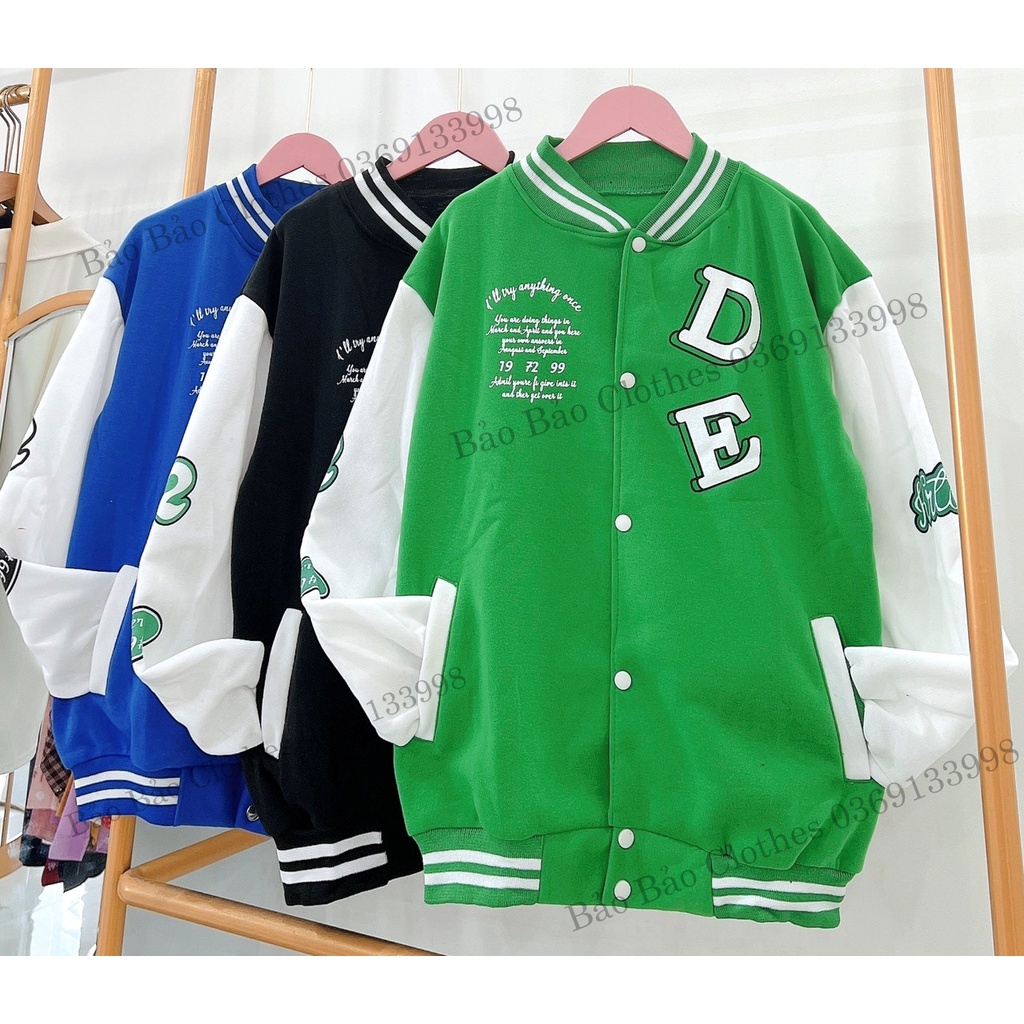 Áo Khoác DE Dáng Rộng Bomber Nam Nữ Unisex Dày Dặn Bo Tay Bồng Chất Nỉ Dày Đẹp