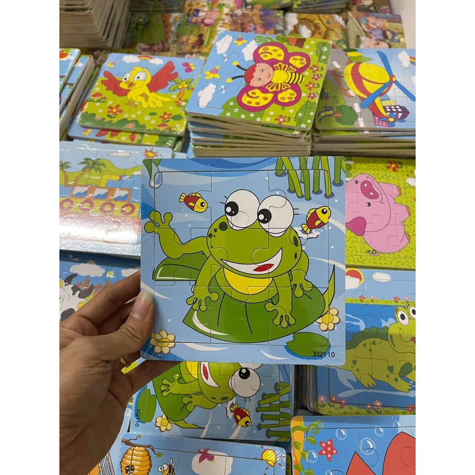 Đồ chơi xếp hình lắp ráp tranh ghép gỗ 9 mảnh hơn 20 mẫu ngộ nghĩnh