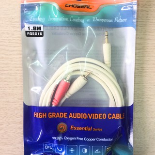 Cáp audio 1 ra 2 chuẩn 3.5mm dài 1,8m