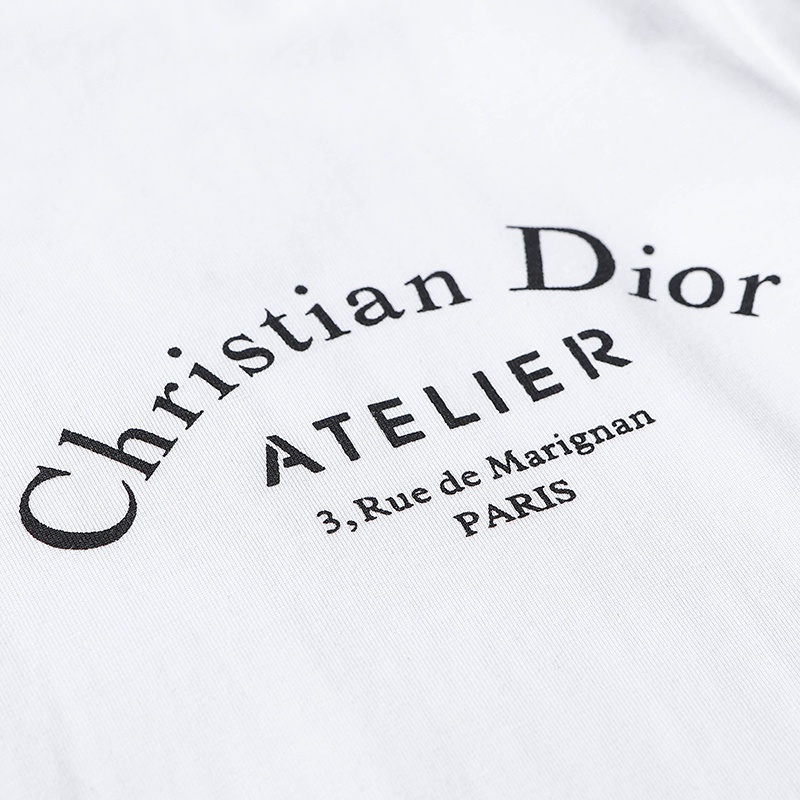 Áo thun cotton tay ngắn in logo Dior phong cách cổ điển thời trang xuân hè cho cặp đôi