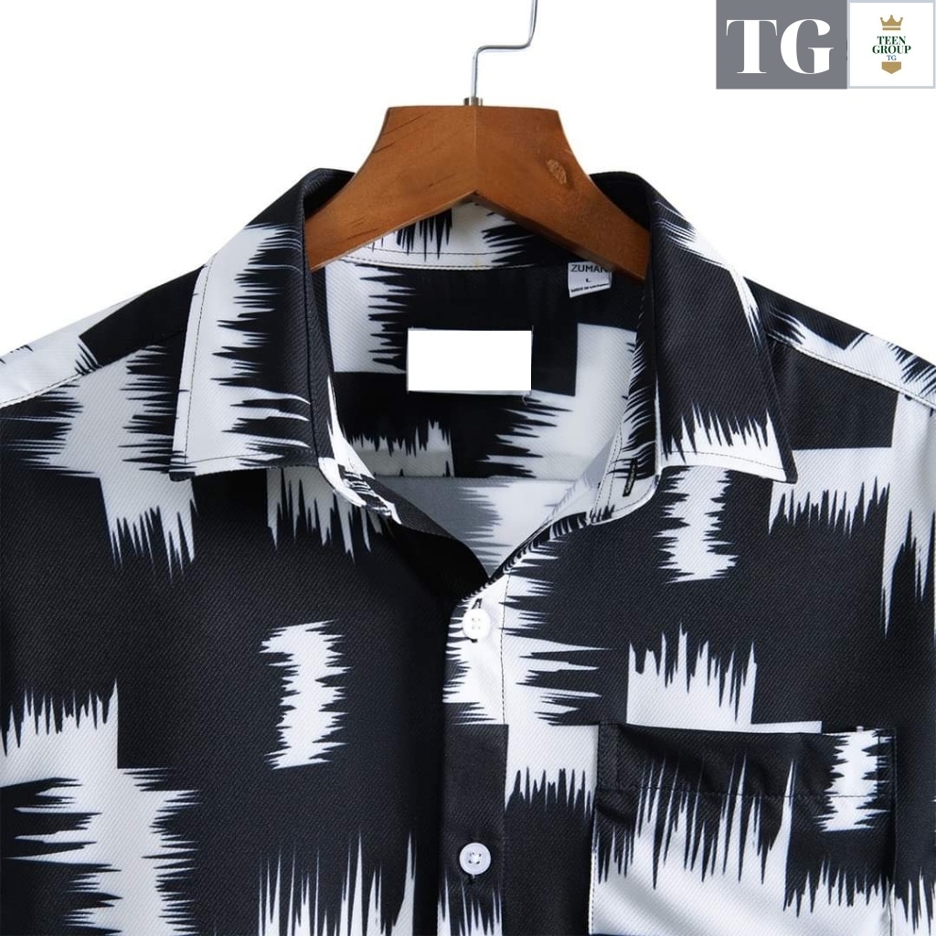 Áo Sơ Mi Nam TENJI STORE SM01TG Sơ Mi Nam Đen Tay ngắn Wash Trắng Họa Tiết Vết Cắt Mẫu Hot Trend Mới Nhất TG7(44 -70KG) | BigBuy360 - bigbuy360.vn