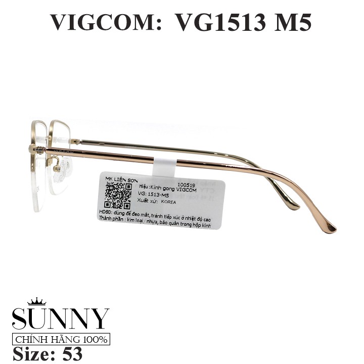 VG1513 M5  gọng kính thời trang Vigcom chính hãng, thiết kế dễ đeo bảo vệ mắt