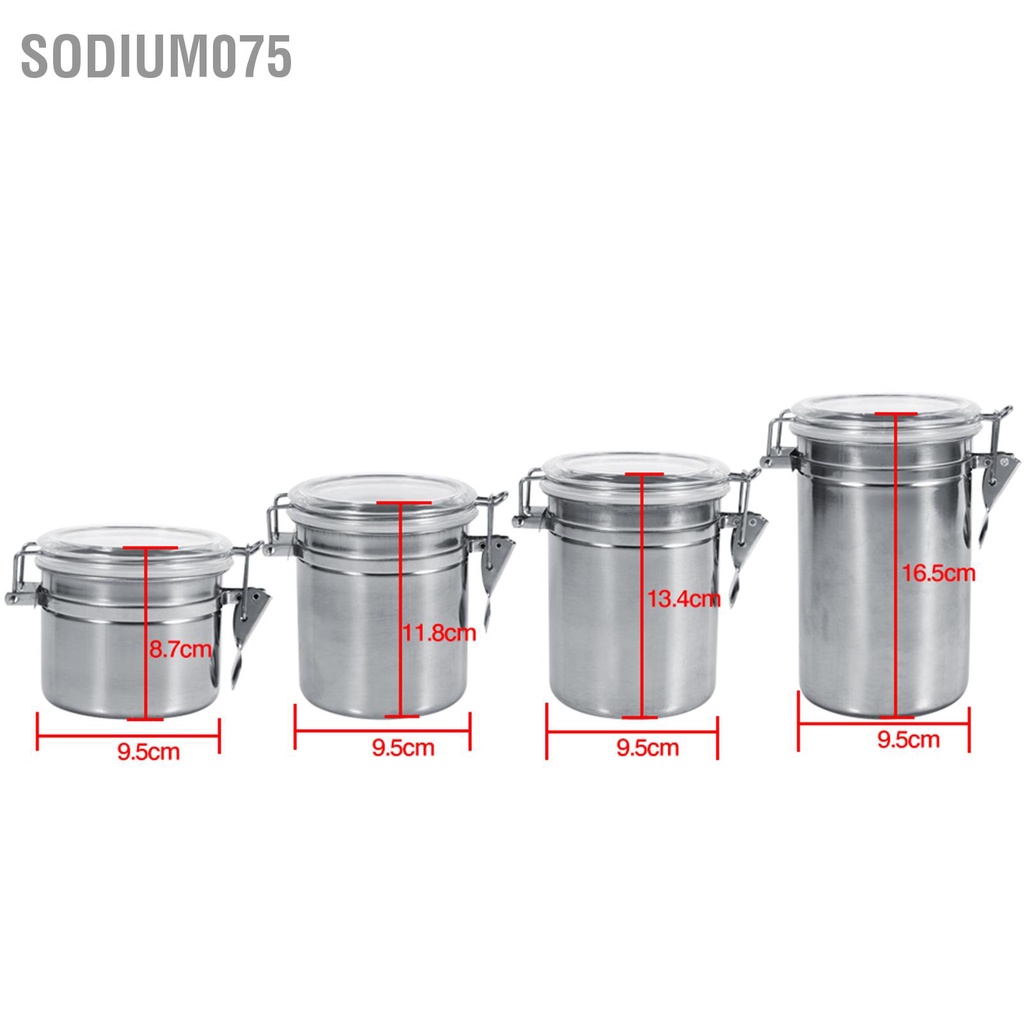 Có thể bán buôn 4 kích thước bằng thép không gỉ Nhà bếp lưu trữ thực phẩm Chai đựng trà đường Cà phê hạt hộp Sodium075 Hàng giao ngay