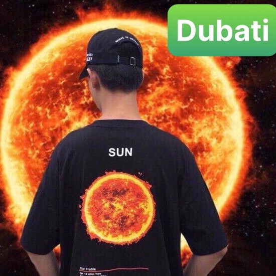 ÁO THUN PHONG CÁCH UNISEX NAM NỮ TAY LỠ FROM RỘNG ĐEN SAO HỎA - DUBATI FASHION