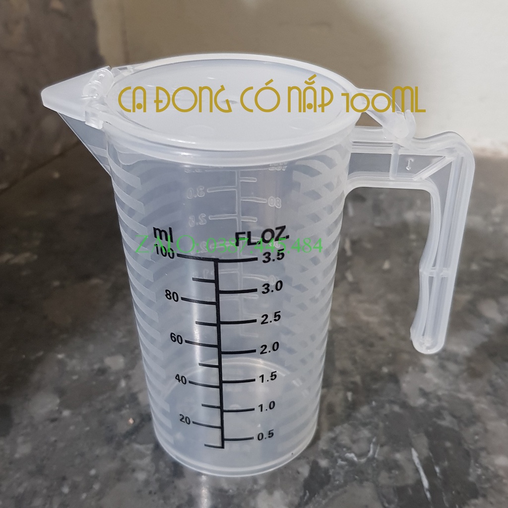 CA ĐONG (LY ĐONG) THỂ TÍCH BẰNG NHỰA CAO CẤP DUNG TÍCH 100CC 250CC 500CC 1000CC CÓ NẮP ĐẬY VỚI 2 BÊN VẠCH CHIA