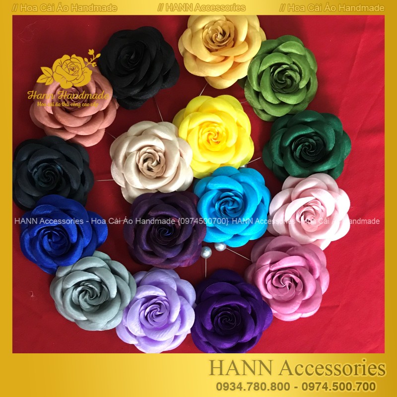 Tag hoa cài áo loại to 10cm - Hoa cài áo handmade