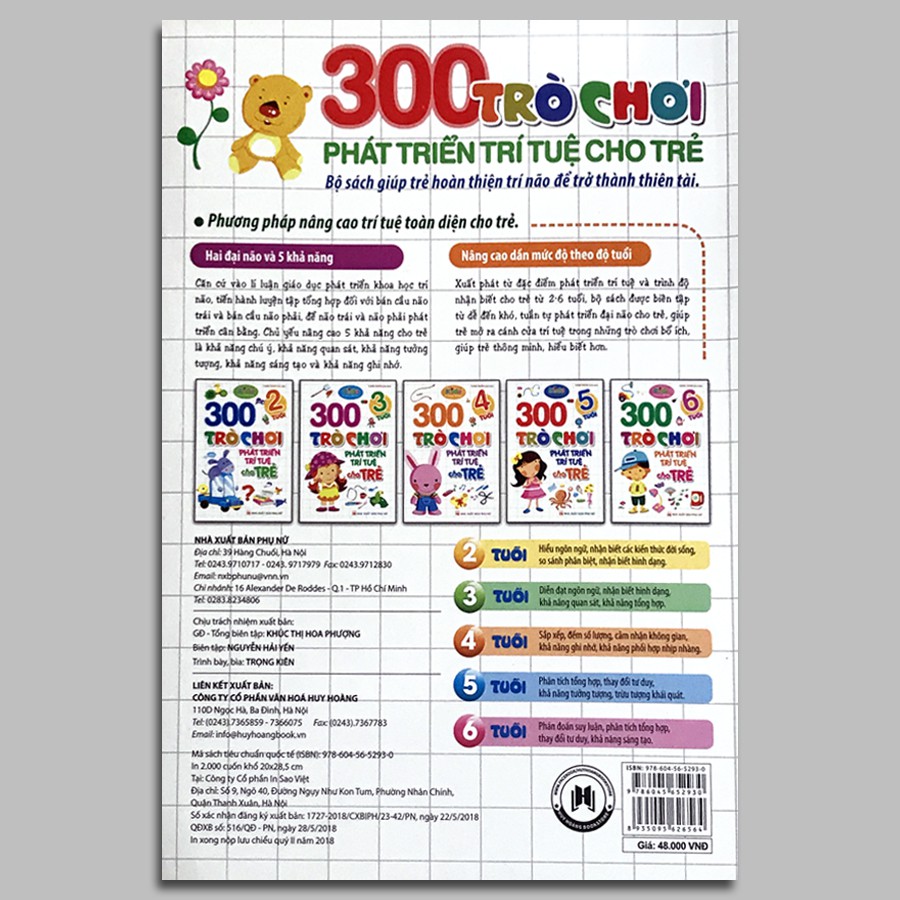 Sách - 300 trò chơi phát triển trí tuệ cho trẻ 3 tuổi TB 48k