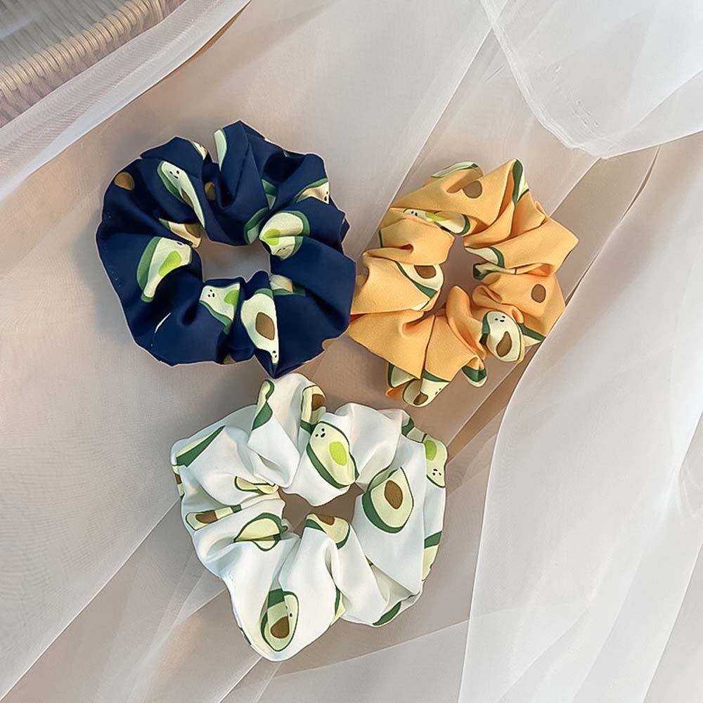 Dây buộc tóc co giãn họa tiết quả bơ phong cách thời trang Hàn Quốc cho nữ