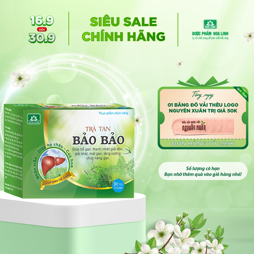 Trà tan thảo dược mát gan, giải độc Bảo Bảo - hộp 30 gói x 5 gam