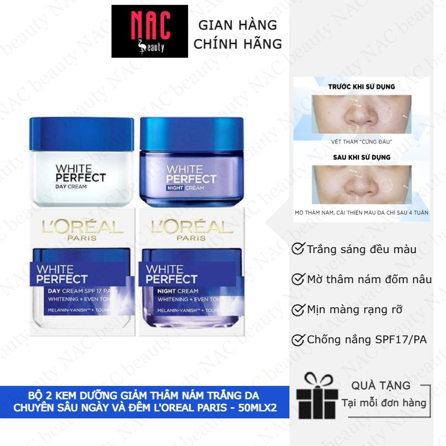 Bộ 2 kem dưỡng giảm thâm nám trắng da chuyên sâu ngày và đêm L'Oreal Paris