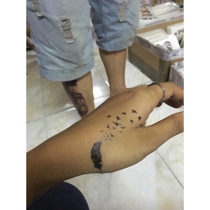 Hình xăm dán lông vũ siêu cute 10xx6cm