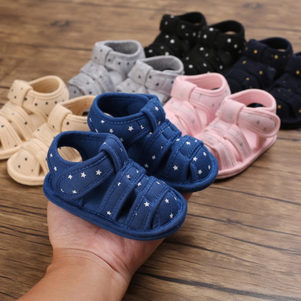 Giày sandal đế mềm chống trượt thoáng khí in hình ngôi sao năm cánh cho bé 0-18 tháng tuổi