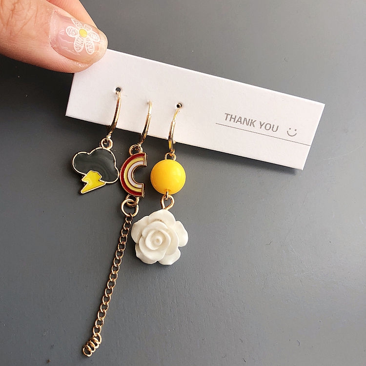 Khuyên Tai Dạng Kẹp Không Xỏ Hình Hoa Cầu Vồng/ Tia Chớp/Đám Mây Hoạt Hình 22369