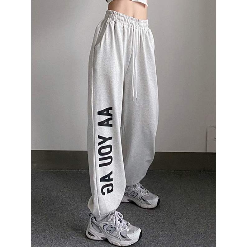 NRVP Quần Thể Thao Nữ Ống Rộng Phong Cách Thời Trang Đường Phố Hàn Quốc Mới