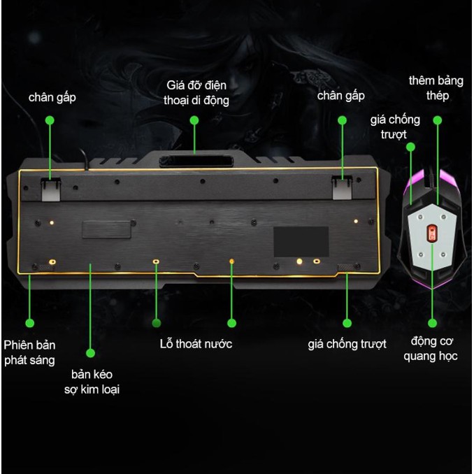 COMBO PHÍM CHUỘT GIẢ CƠ LIMEIDE T21 LED RAINBOW ĐEN