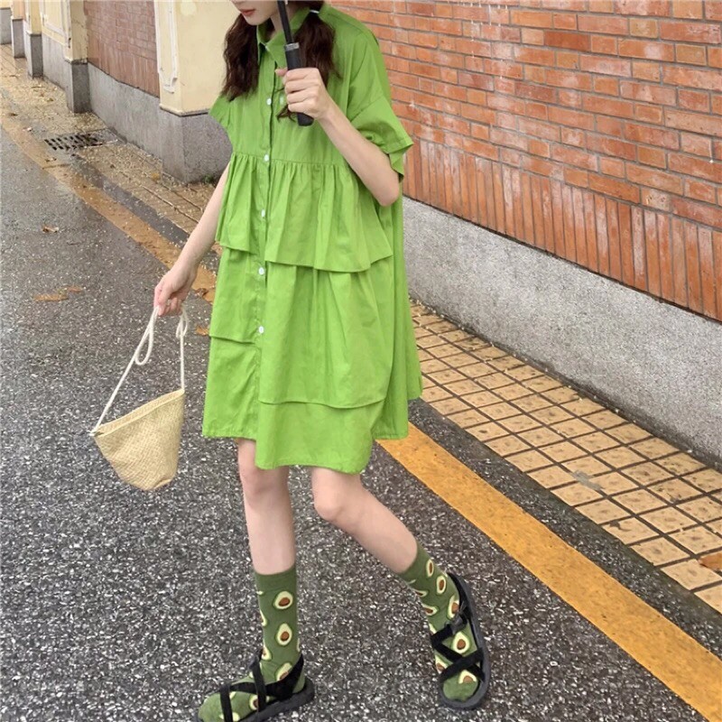 ĐẦM SƠ MI ULZZANG FORM RỘNG, THIẾT KẾ TẦNG CỰC CHẤT | BigBuy360 - bigbuy360.vn