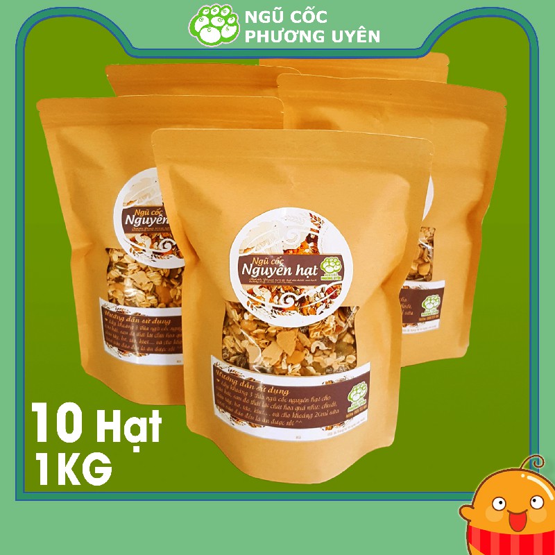 Ngũ cốc nguyên hạt ăn sáng dinh dưỡng Phương Uyên mix từ 10 loại hạt tốt cho mọi lứa tuổi gói 1kg NCNG10H1kG