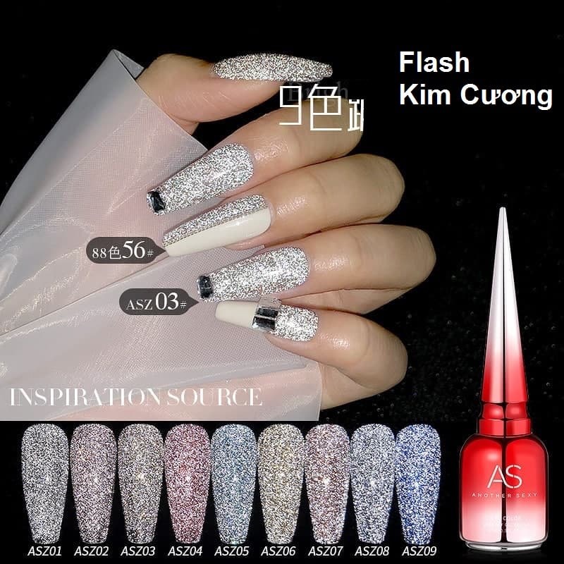 Sơn AS (mã ASZ) Nhũ Flash kim cương siêu sáng Siêu Hót, chai đỏ nắp nhọn, 15ml