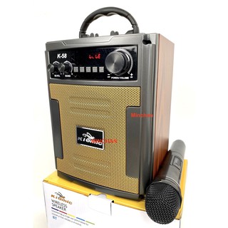 Loa kéo di động bluetooth karaoke thùng gỗ kiomic k58 âm chuẩn - tặng kèm 1 micro không dây hát cự - giao màu ngẫu nhiên
