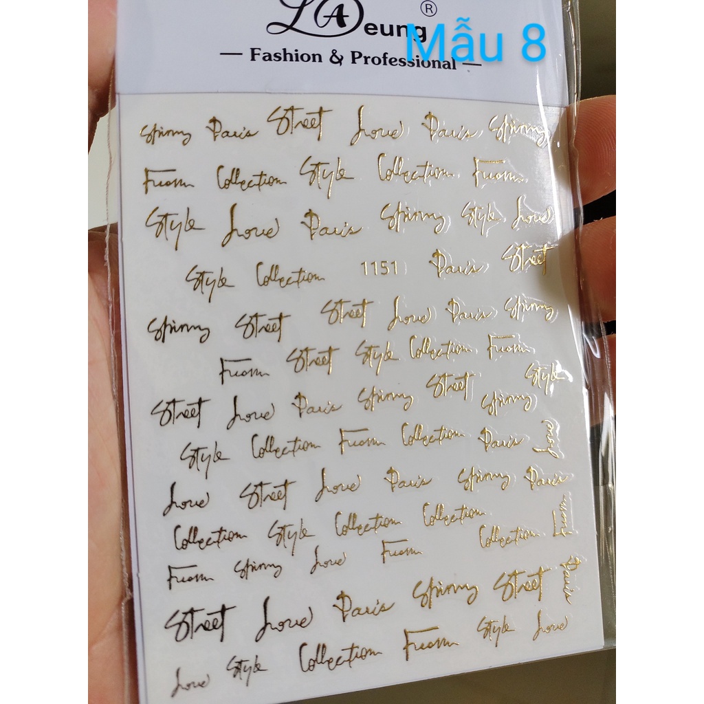 Miếng dán móng tay 3D nail sticker chủ đề họa tiết các thương hiệu nổi tiếng 10 mẫu