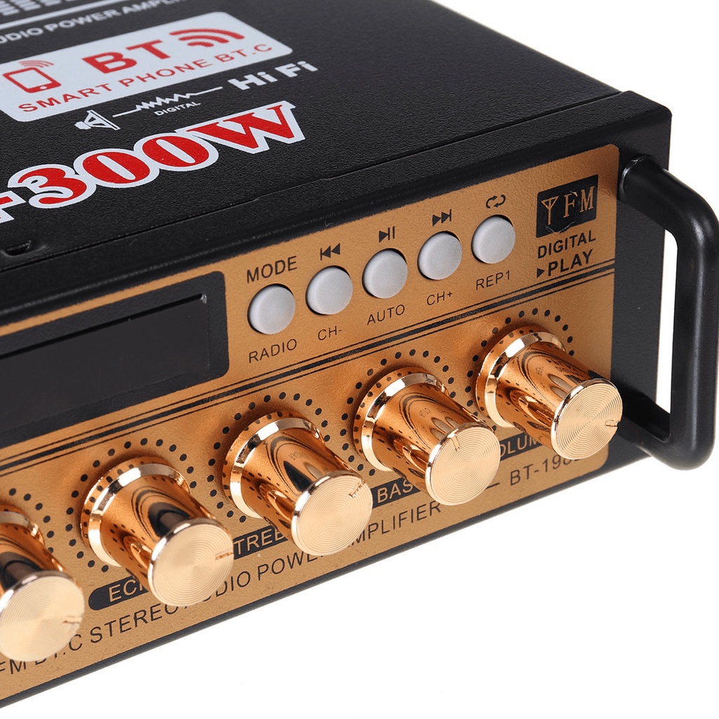 Amply mini bluetooth 12v/220v BT-198BB hàng chuẩn ,chuyên cân loa nghe nhạc, đánh chim đêm, bán hàng rong