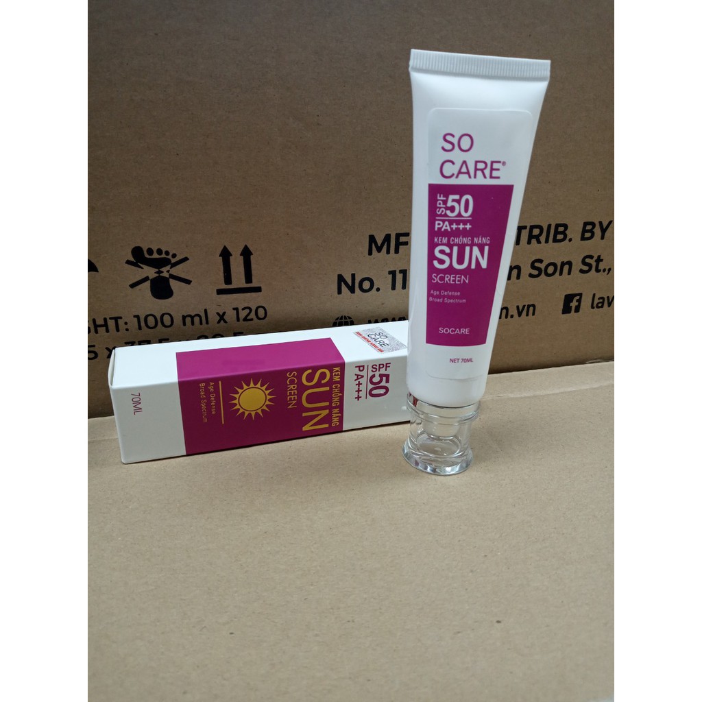 Kem chống nắng SO CARE SPF 50 pa 70 ml cung cấp dưỡng chất ,lớp lót nâng tông