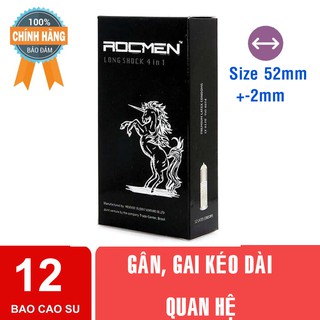 Bao cao su Rocmen 4 in 1 gân, gai siêu mỏng - Brazil (hộp 12 cái)