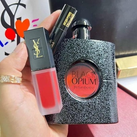 Set Nước Hoa YSSL Black Opium EDP GIft Set (Mascara - Nước Hoa Fullsize 90ml - Son YSSL 208 Fullsize)