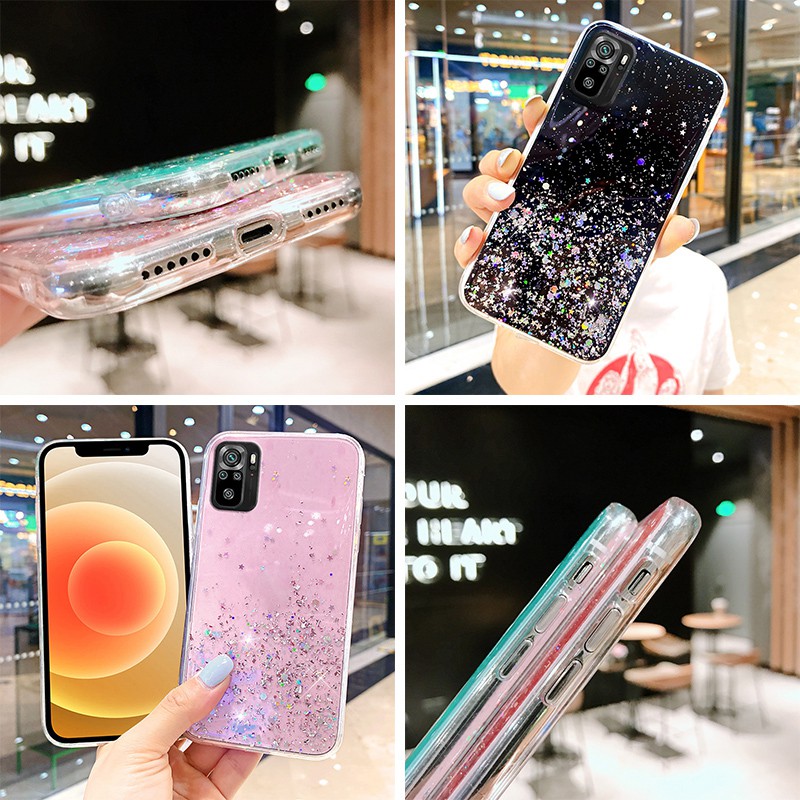 XIAOMI ốp điện thoại Bằng Silicone Mềm Trong Suốt Có Kim Tuyến Cho Redmi Note10 / Redmi Note 10 Pro / Redmi 9t / K40 / K40 Pro