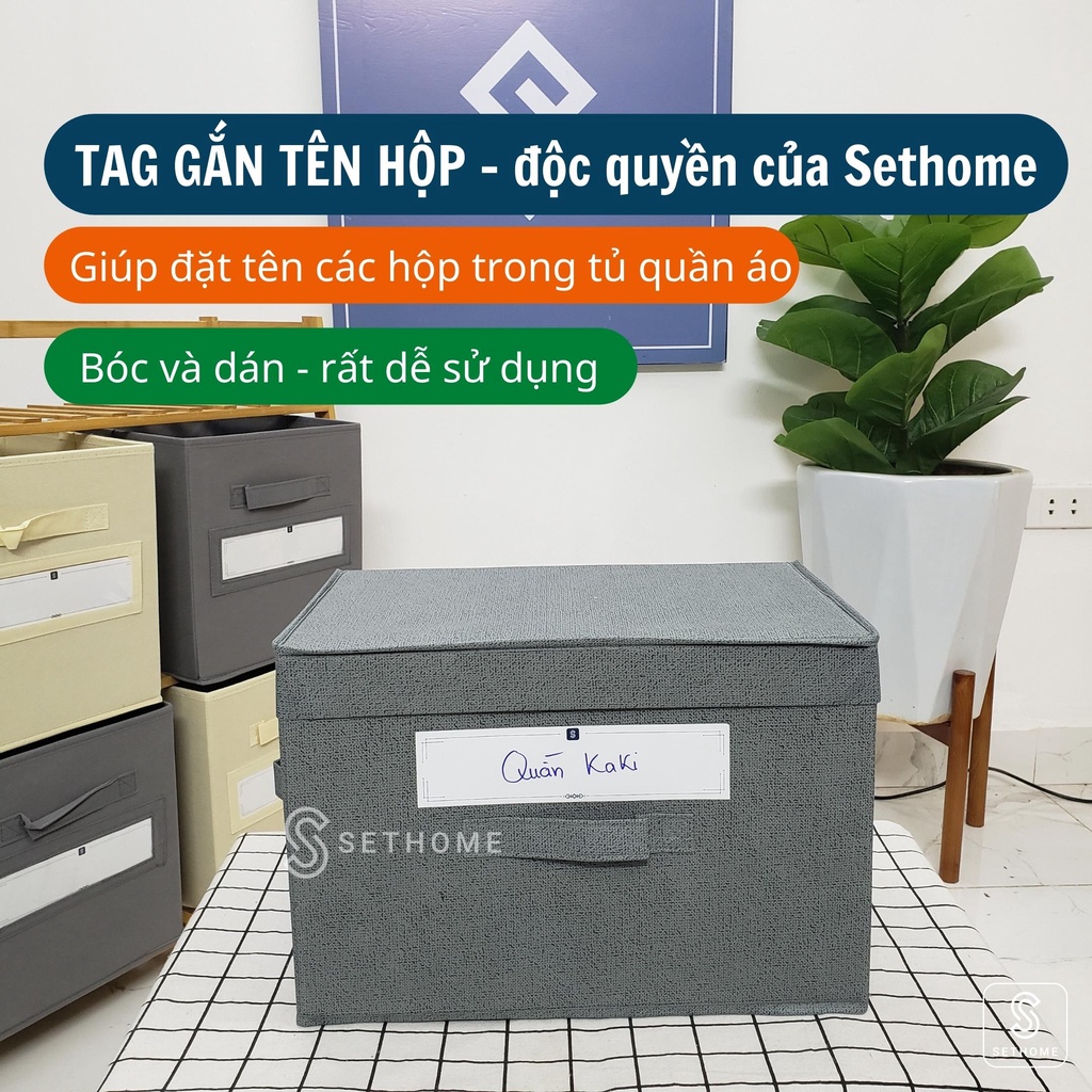 Combo 2 Túi Hộp Vải Đựng Quần Áo SETHOME đựng đồ gọn gàng ngăn nắp, có 3 tay cầm chắc chắn, chất vải dày dặn