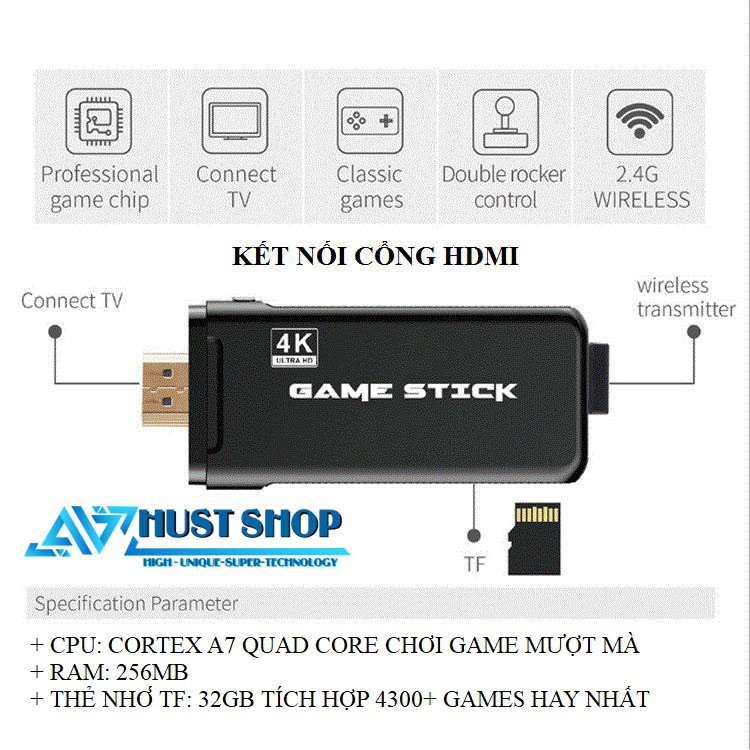 Máy Chơi Game 4 Nút Playstation HDMI Tay Cầm Không Dây Tích Hợp 4300+ Games Chọn Lọc FULL HD [BẢN NÂNG CẤP] | BigBuy360 - bigbuy360.vn