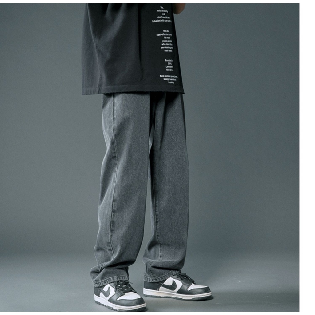 S1 Quần jean Baggy nam, nữ ống suông, rộng- quan bò trơn phom rông | BigBuy360 - bigbuy360.vn