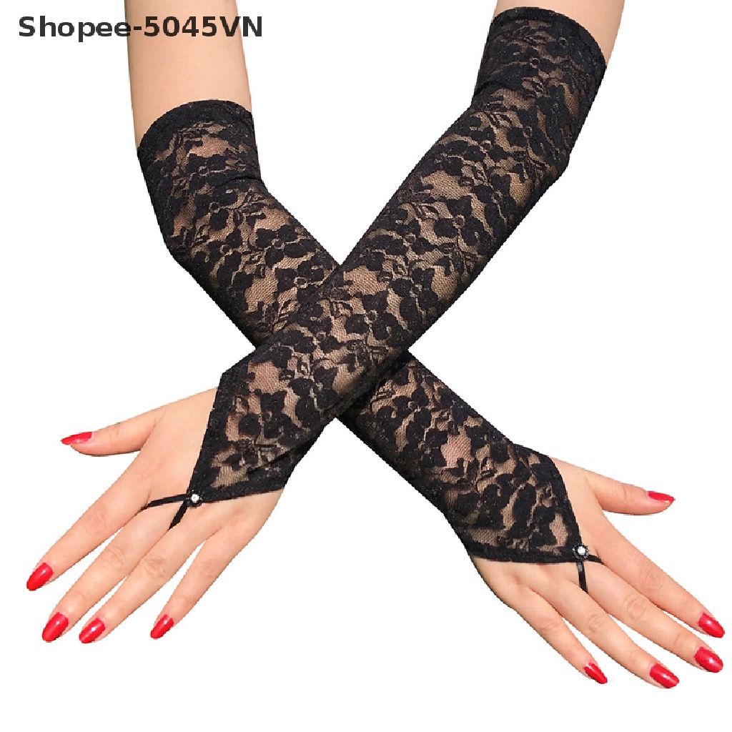 1 Đôi Găng Tay Ren Dài Hở Ngón Thời Trang