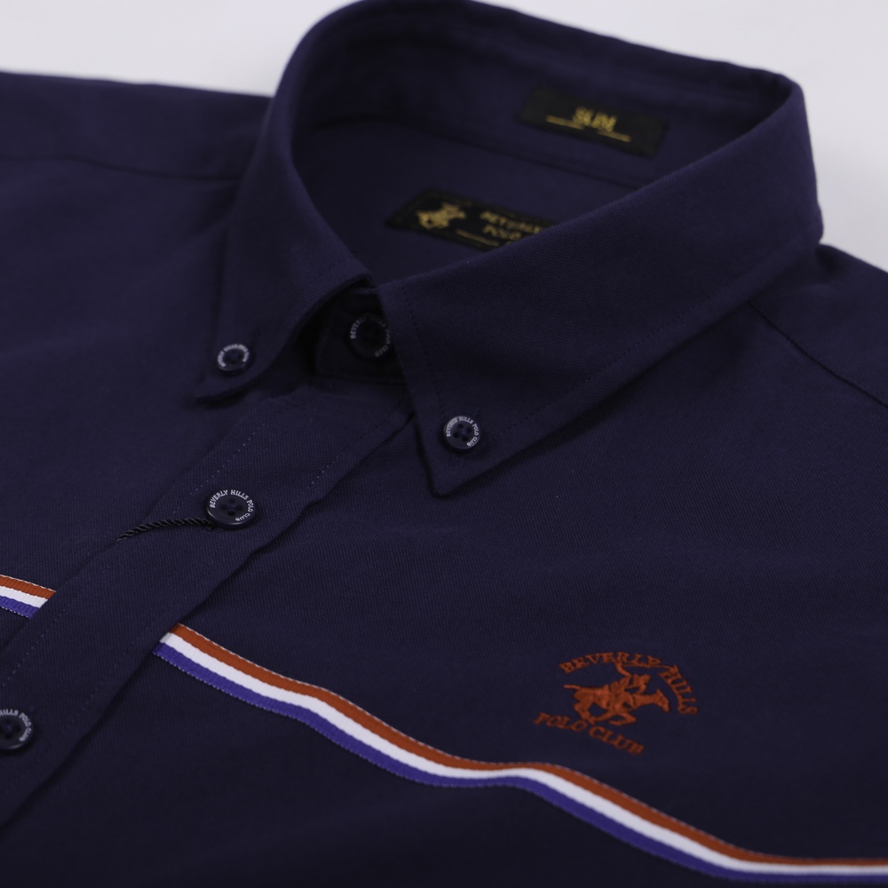 Beverly Hills Polo Club - Áo sơ mi Ngắn tay Nam Slim Fit Navy NV- BHPC CMSSS22TL002