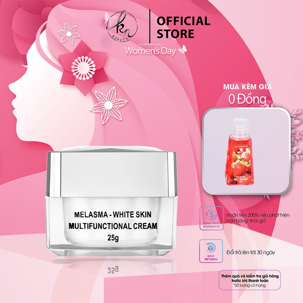 Kem Dưỡng Trắng Giảm Nám KN Beauty White Skin Cream 25 gram tặng gel rửa tay Lamcosme