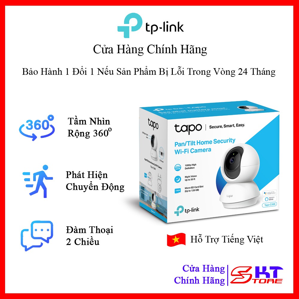 Camera Wifi Tp-Link Tapo C200 An Ninh Gia Đình Quay Quét - Hàng Chính Hãng