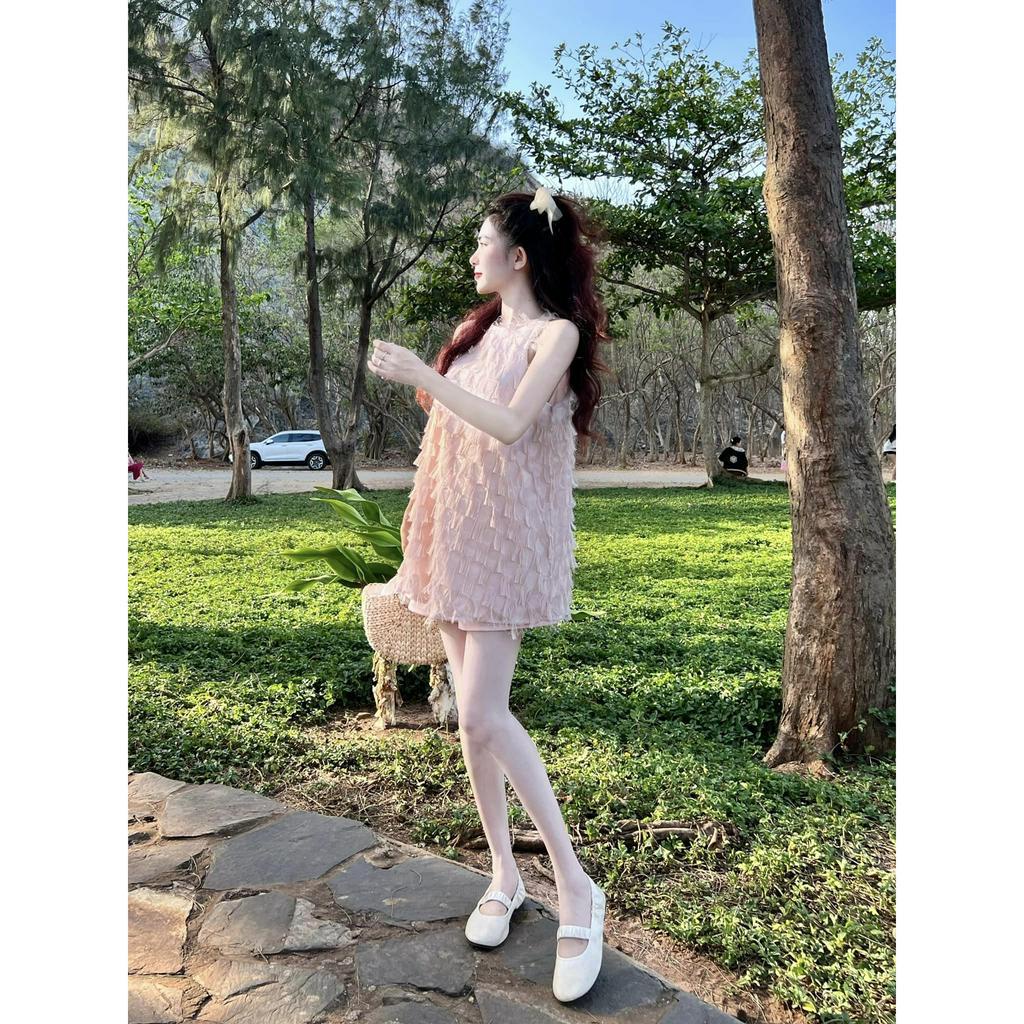 Set bộ đồ nữ áo babydoll mix quần ống rộng với tone hồng xinh xắn, nhẹ nhàng dành cho các nàng