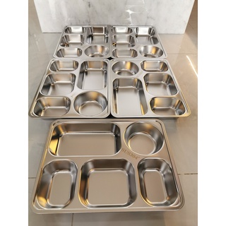 khay cơm inox/ khay chia cơm học sinh, văn phòng 5 ngăn BL