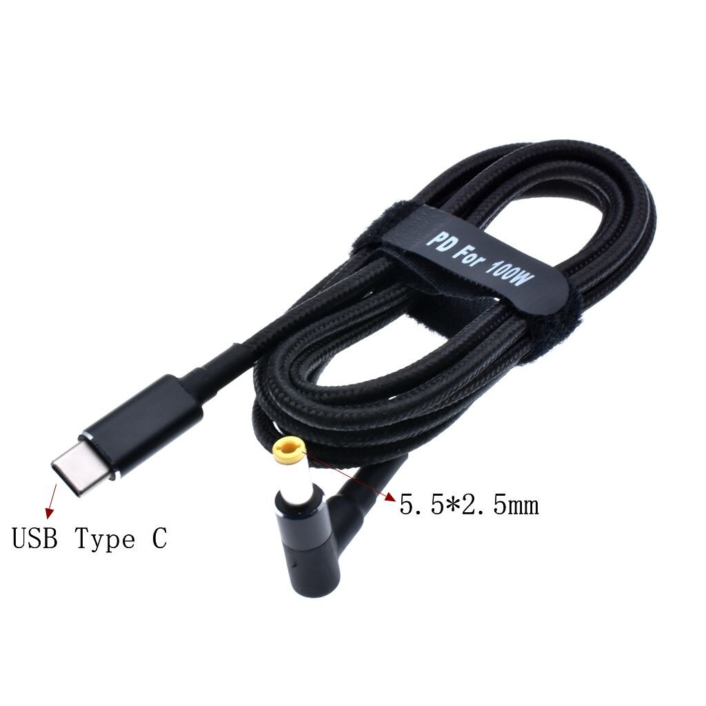 Cáp sạc thay thế đầu cắm USB Type C 100w 5a Pd Dc 5.5x2.1 5.5x2.5 7.4x5.0 4.5x3.0 cho laptop