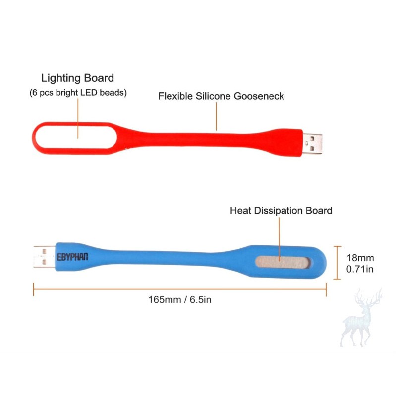 1 Đèn led usb mini 5v 1.2w 9 Màu Bằng Da Dùng Đọc Sách Ban Đêm