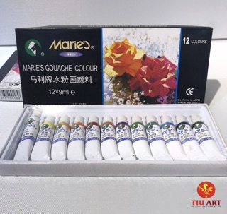 Màu Gouache Marie's (Bộ 12 màu) dạng tuýp