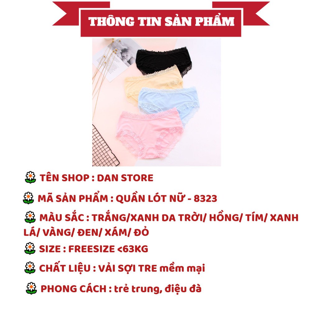Quần Lót Nữ - Quần Lớt Nữ vải sợi tre kháng khuẩn mềm mỏng siêu co giãn ôm dáng mềm mại DAN STORE mẫu 8323