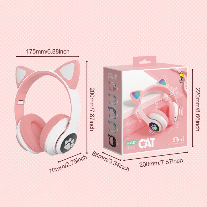 Tai Nghe Không Dây, Chụp Tai Mèo STN-28 , Bluetoth 5.0 có Mic Dễ Thương Bass Cực Ấm | BigBuy360 - bigbuy360.vn
