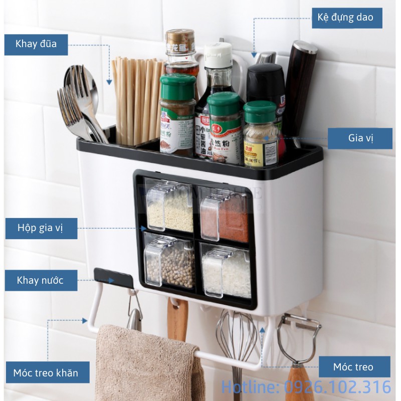 Kệ Gia Vị Gắn Tường Mẫu Mới Siêu Chắc, Đa Chức Năng - Tomhouse | BigBuy360 - bigbuy360.vn