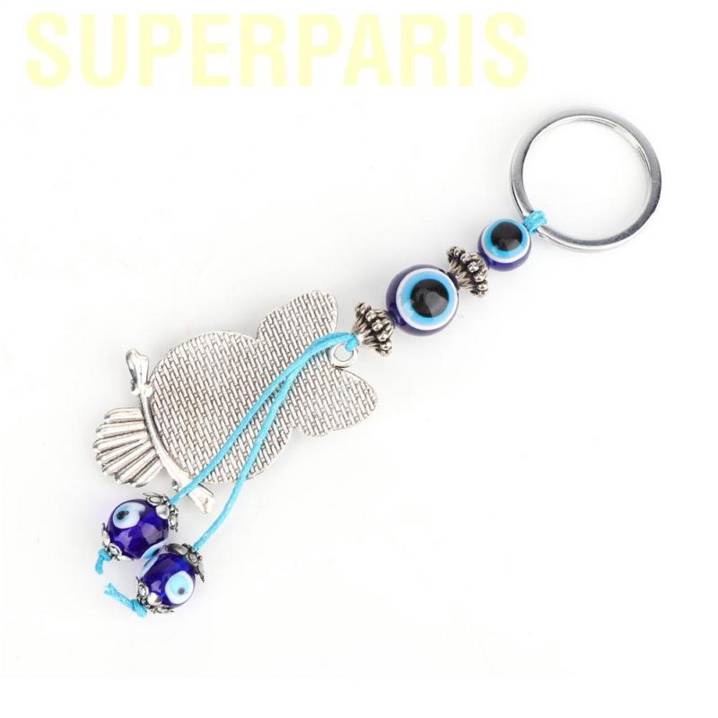 Superparis Blue Evil Eye Owl Keychain Key Chain Wall Hanging Ornament Turkish Glass Amulet Charm Pendant Blessing Gift