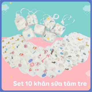 Set 10 khăn sữa aden sợi tre túi lưới