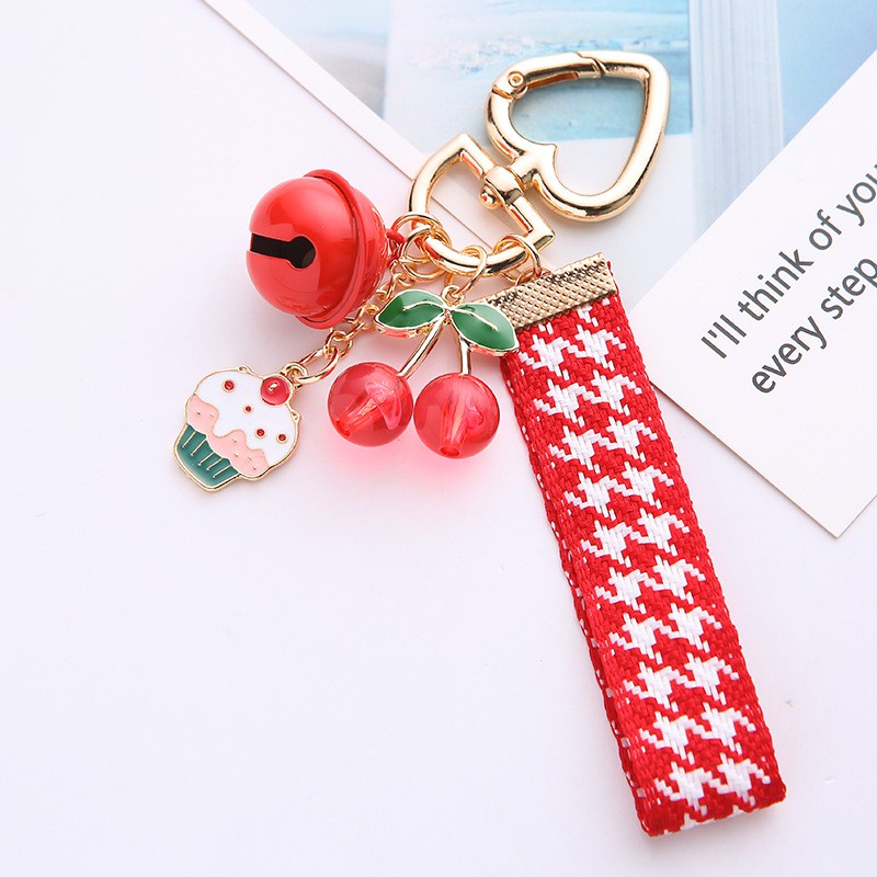 Móc khóa hình quả cherry dễ thương bằng hợp kim