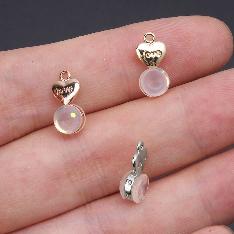 King Set 10 Bông Tai Trái Tim Bằng Thép Màu Vàng Thay Thế Cho Mọi Loại Bông Tai