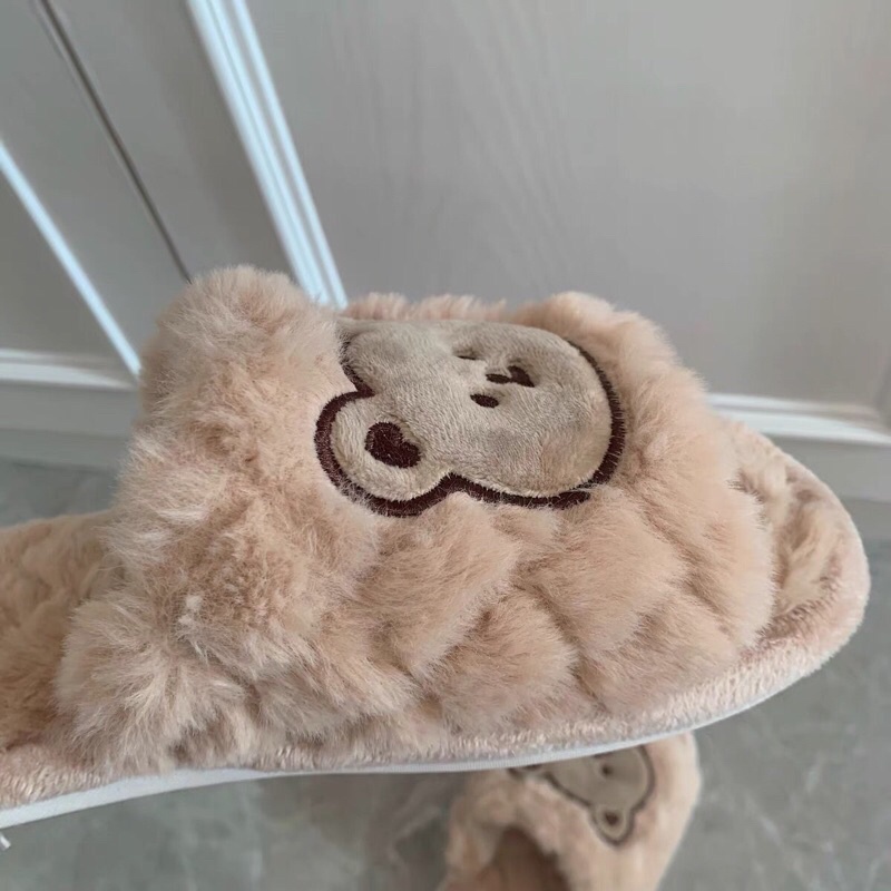 Dép bông lông mềm hình con gấu đi trong nhà kèm ảnh thật